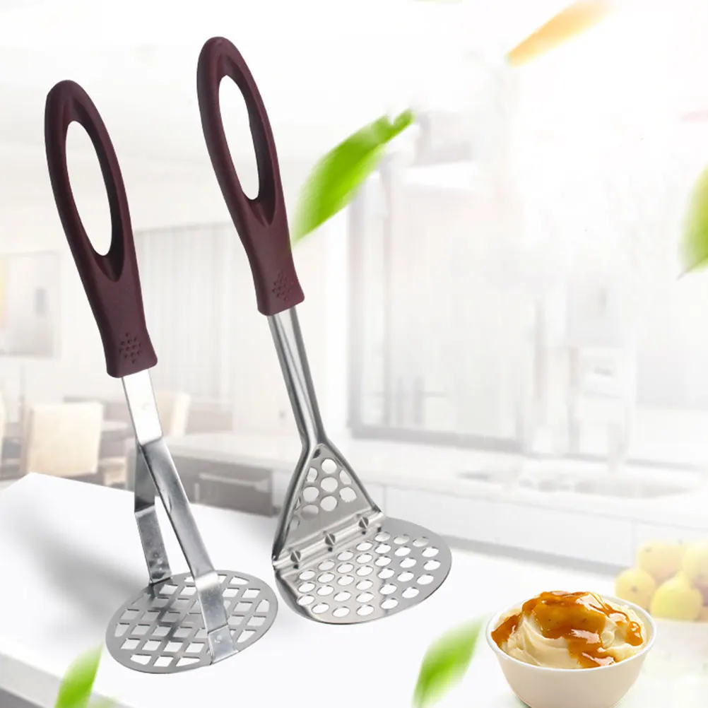 

2 Pcs Potato Press Spoon Stainless Steel Mashers Thickened Kitchen Tools Practical Shovels Smooth Edges Long H Mashed Potato