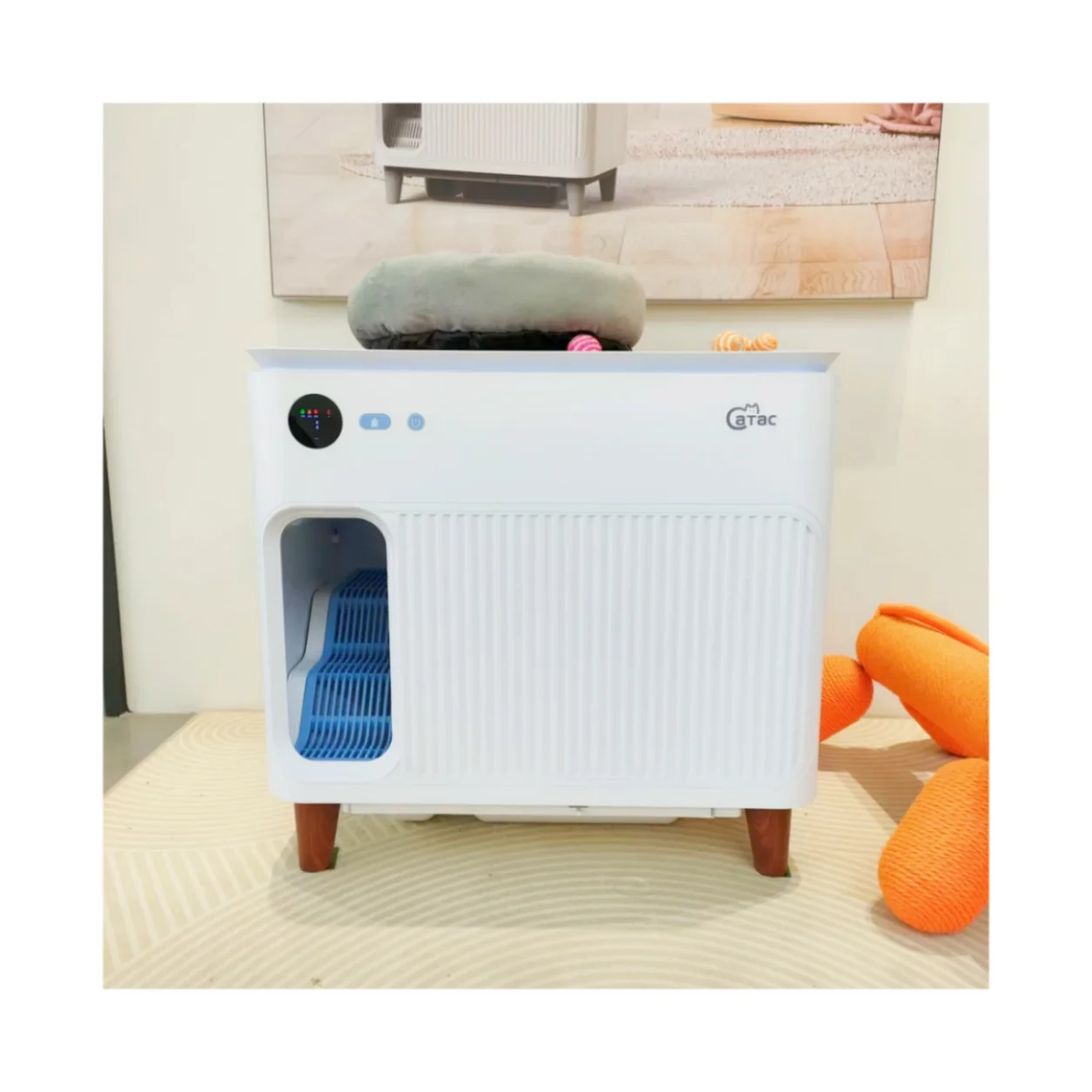 OEM ODM APP Control Intelligent Smart Plastic Intelligent Spray Deodorizer Semi Automatic Enclosed Cat Box for Pet Cat