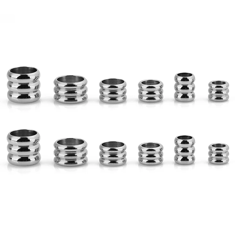 

30pcs/lot Stainless Steel Big Hole Three levels Spacer Loose Beads Charm Necklace Bracelet Jewelry Making Findings Accessories