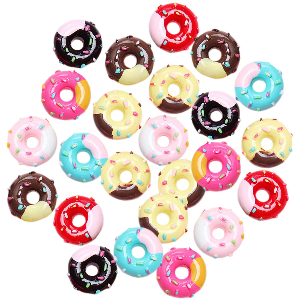 

30Pcs Donut Charms Resin Flatback Doughnut Decorations Phone Case Accessories DIY Craft Fun Creative Charm Decorations