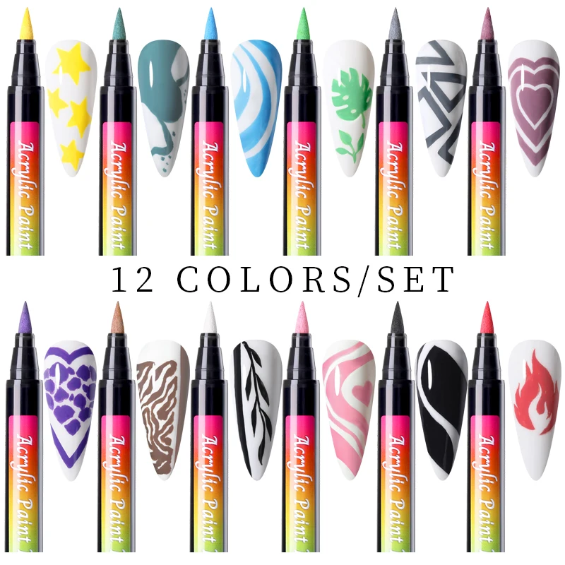 10/12/24Pcs Nail Art Graffiti Pen Colorful Waterproof Drawing Painting Liner Brush Nail Polish Pen DIY Nail Art Decor Accessorie