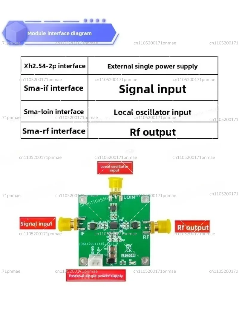 Broadband Mixer Module 1MHz-6GHz Plug-Out Design Low Conversion Loss for RF Signal Conversion Testing