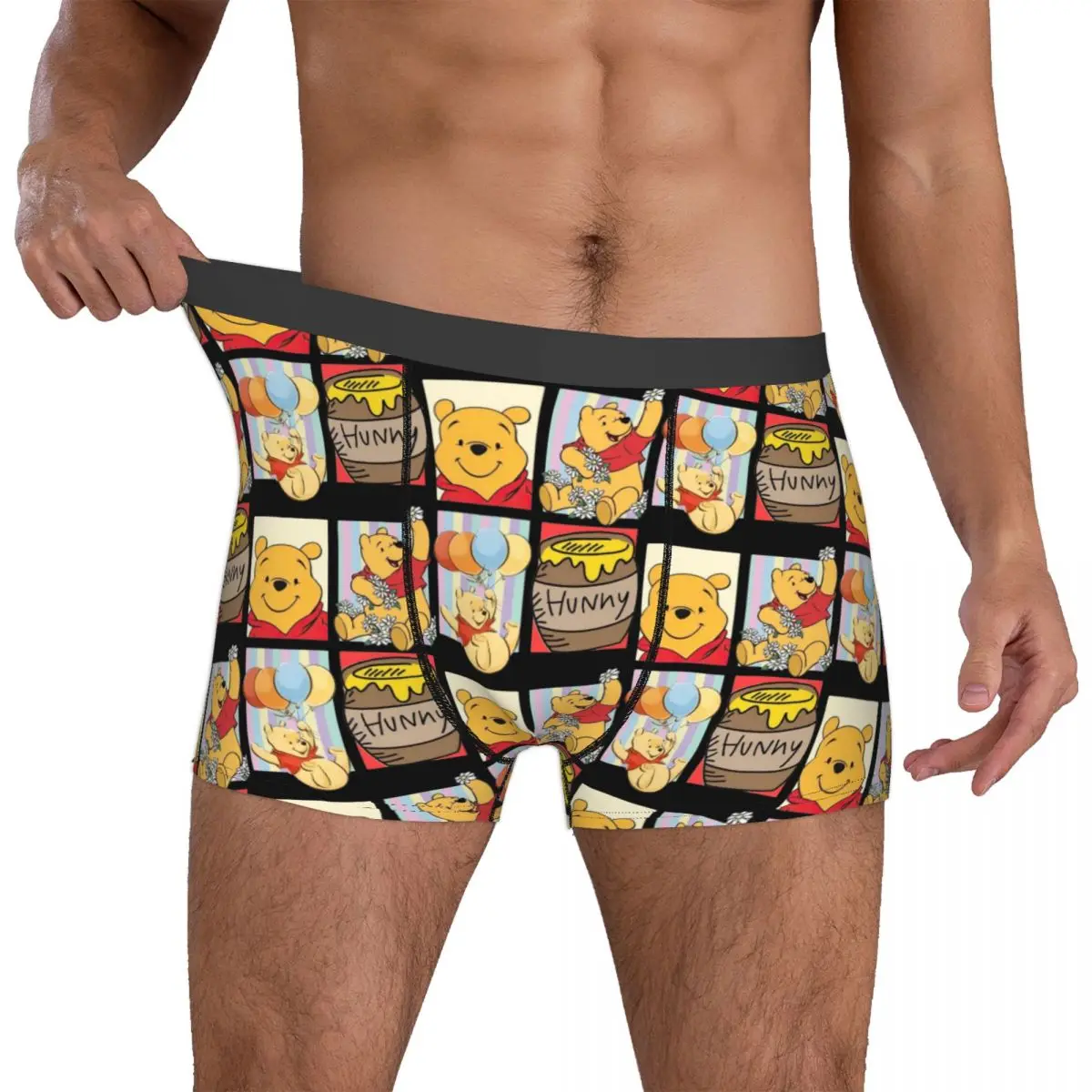 

Забавные мужские трусы-боксеры с принтом Винни-Пуха, дышащие, аниме-стиль