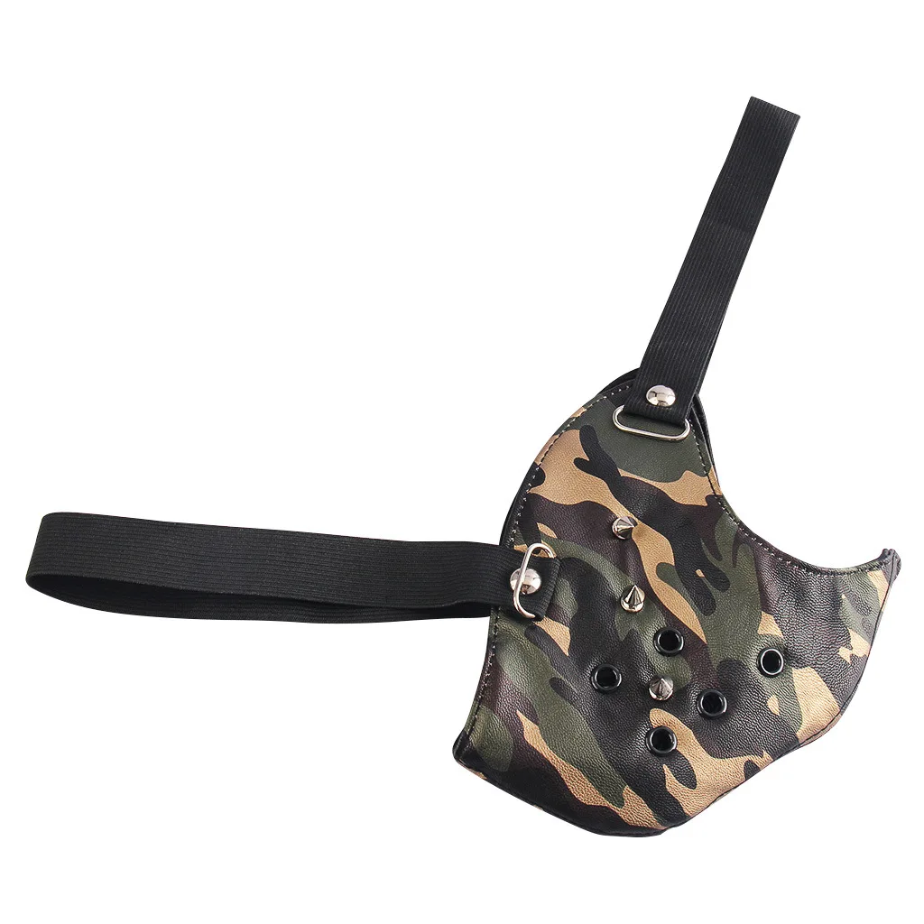 Mannen Dames Camouflage Kleur Print Klinknagel Punk Rock Motormasker Dame Ademend Feest Cosplay Halloween Mond-moffel R3059