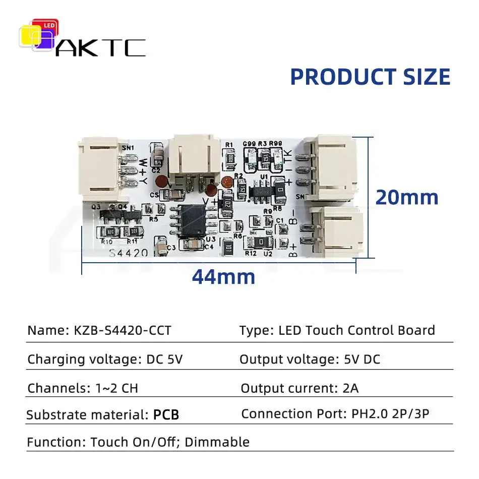 10Pcs LED Single/Dual Color Charging Touch Switch Dimming Control Board DC 5V 2A PH2.0 Port No need Welding for DIY Light Lamps