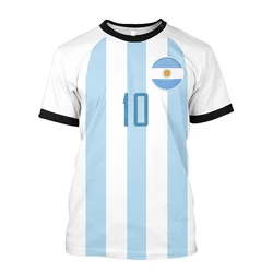 Argentine men's 3D printed breathable football jersey children's T-shirt round neck short sleeved football club training uniform