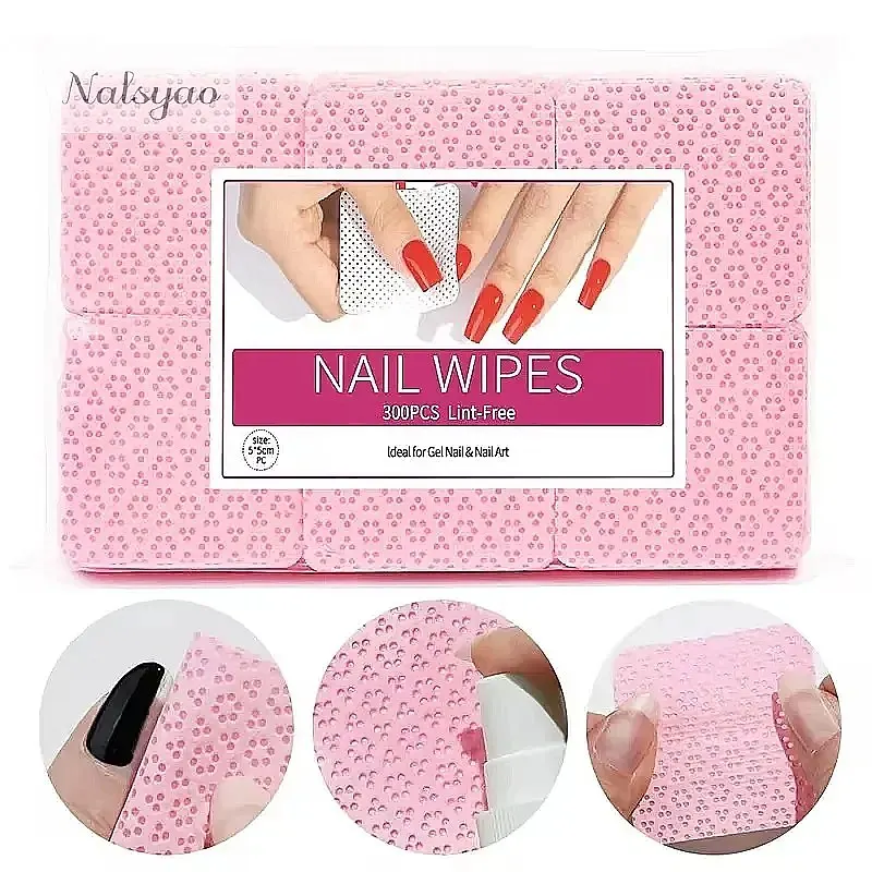 300 Unidades de Lenços de Algodão para Remoção de Esmalte em Gel, Sem Fiapos, para Limpeza de Unhas em Salões de Beleza