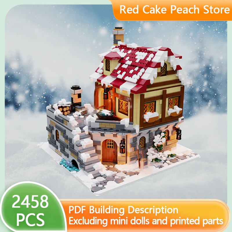 

Medieval Street View Model MOC Building Bricks The Tavern Under The Snow Technology Gifts Holiday Assemble Children Toys Suit