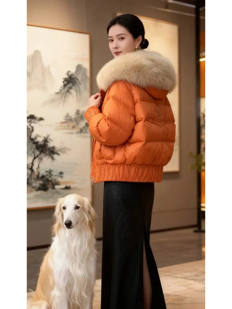 

Ele Large Fur Collar Cotton Jaet 2026 Winter Sle Luxury Texture Winter Lightweight Ele Aosphere Matching