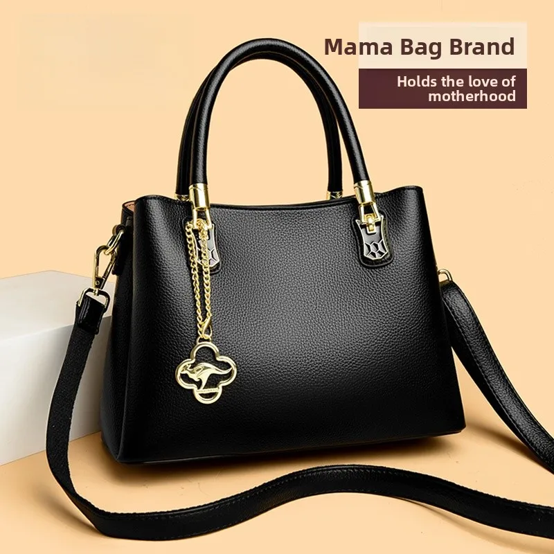 

Fashionable Versatile Genuine Leather Handbag 2026 New Style Single Shoulder Commuter Bag for Middle-Aged Mothers Crossbody Bag