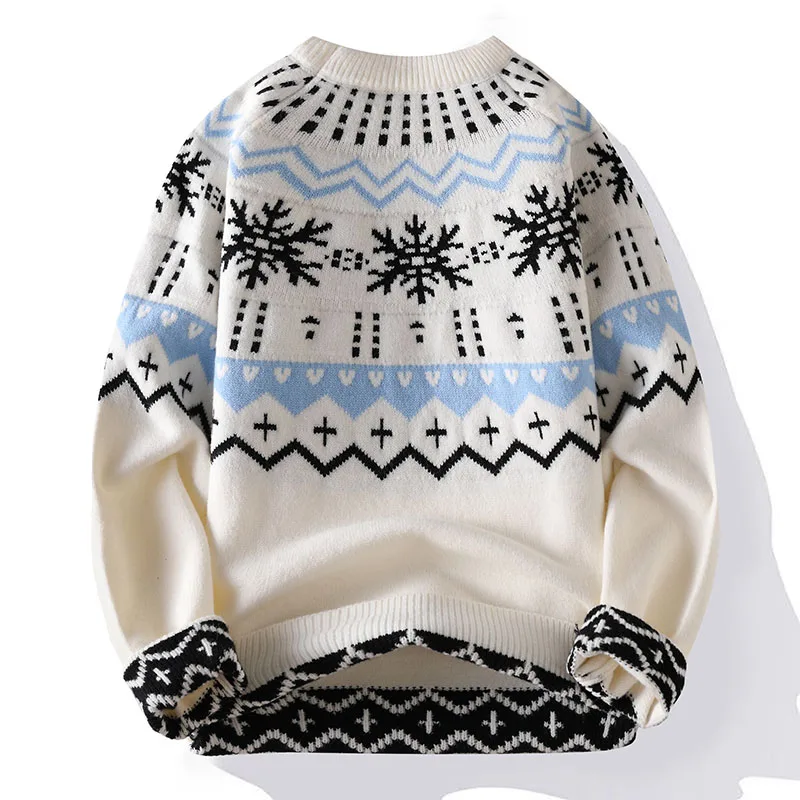 Herfst/Winter Heren Gebreide Trui Streep Truien Afdrukken Ronde Hals Kersttrui Casual Herenkleding Jumper