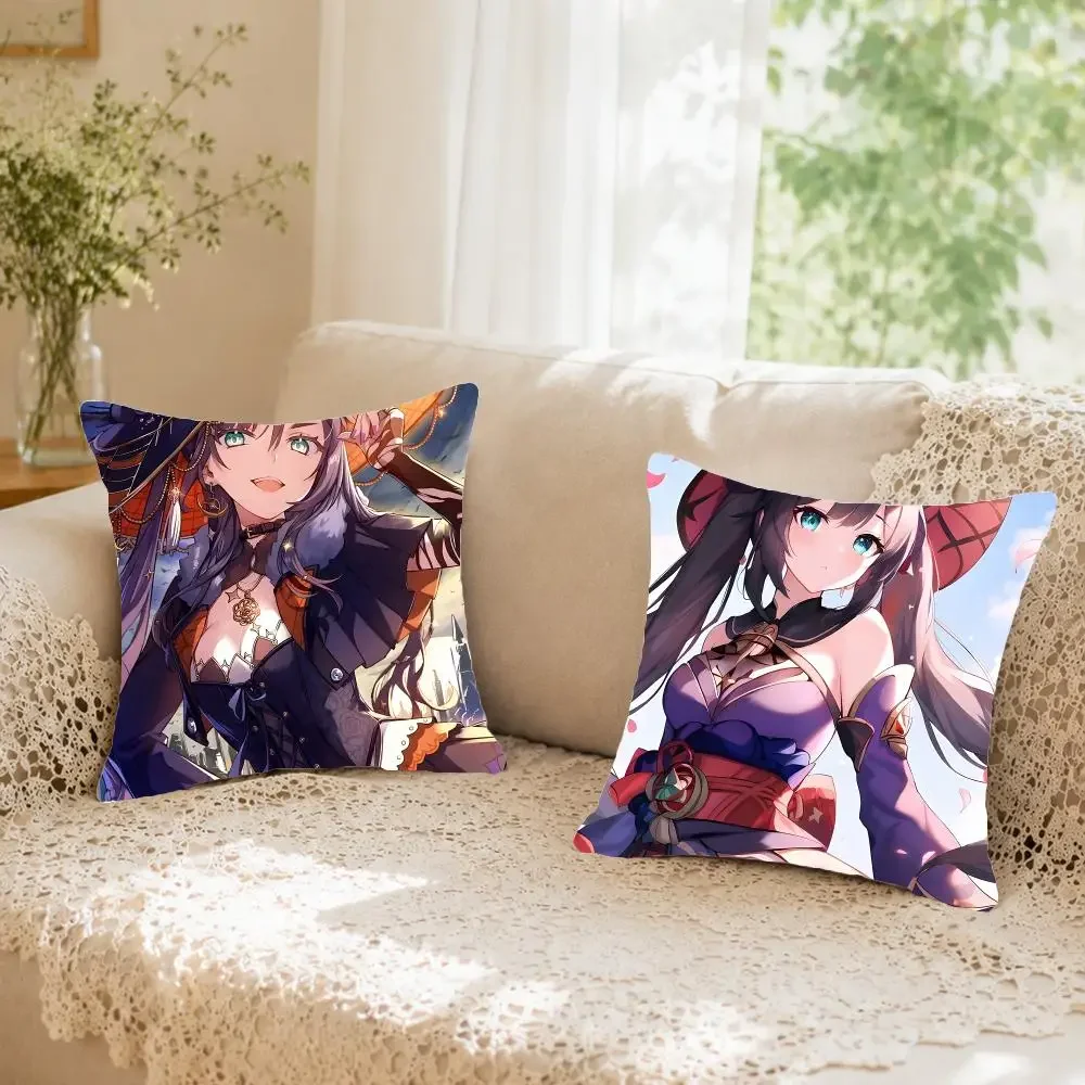 Game character Genshin Impact Mona Cushion Cover Faux fur decorative Dark academia style Cat scratching post Rustic Spa pillow