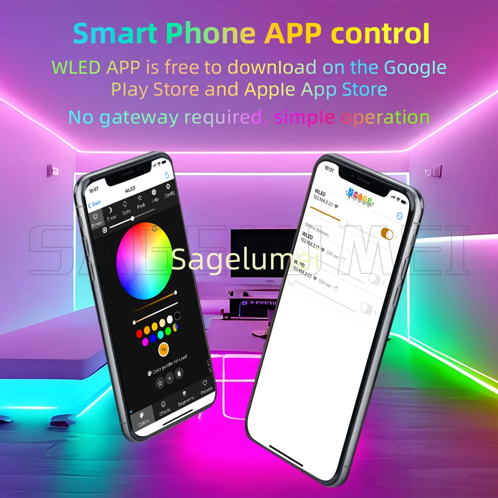 ESP8266/ESP32 WLED LED Controller Built in Microphone DIY Dynamic Mode UART Type-C Download App Control Voice RF2.4G WLED Remote