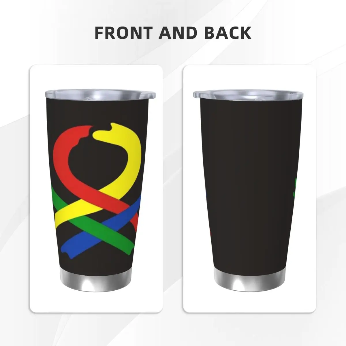 United Colors Of Benetton Stainless Steel Tumbler Vacuum Insulated Mugs Thermal Cold Cups Straws With Lid 20oz view 6