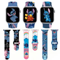 Силиконовый ремешок Disney Stitch для Apple Watch, браслет для iWatch 4 5 6 7 SE, 42 мм 44 мм 45 мм 38 мм 41 мм