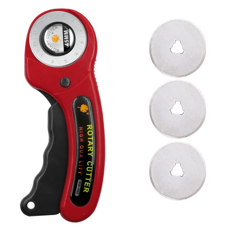 45-mm-Rotationsschneider-Set, Lederhandwerksschneidewerkzeug mit ergonomischem Griff für DIY-Stoff, Patchwork, Nähen, Quilten, Basteln – Detail 9