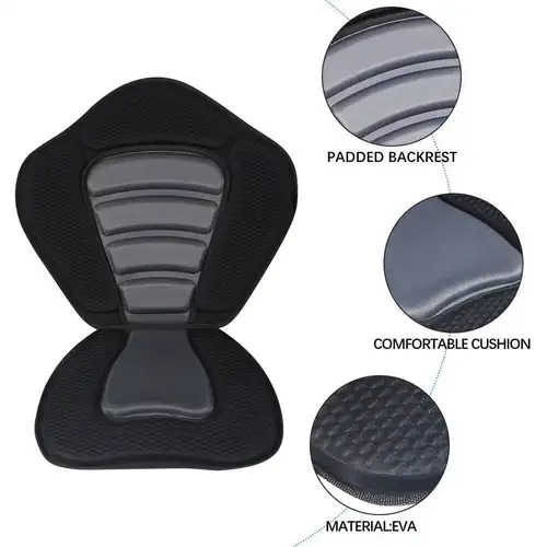 Imagen 2 del producto Asiento de tabla de Paddle para Kayak, asiento con respaldo ajustable con bolsa de almacenamiento, asiento con respaldo antideslizante para lanchas de remos, pesca, canoa