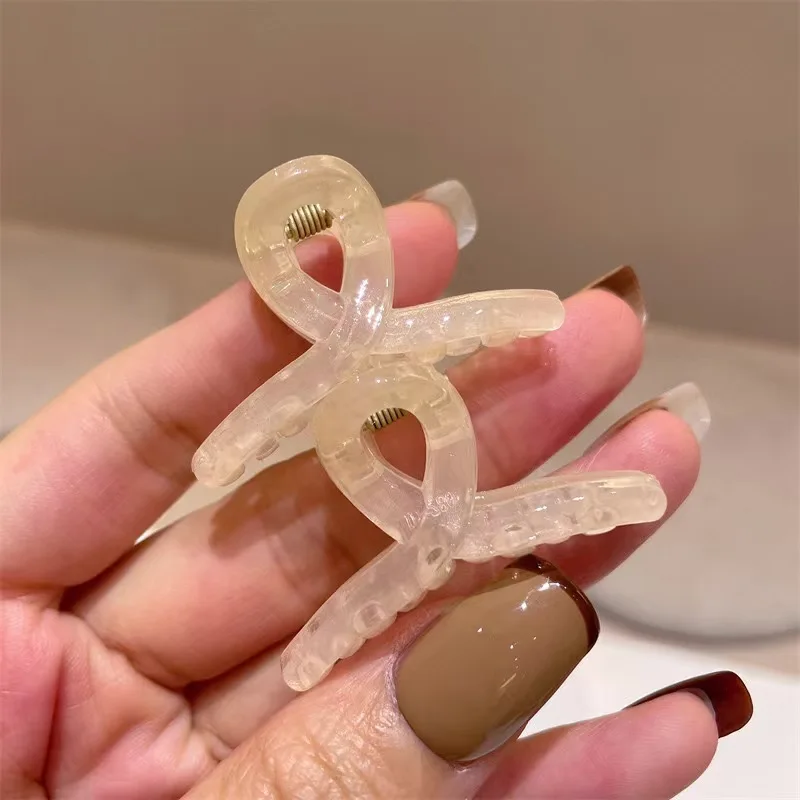 Simple And Sweet Cross-Grip Half-Tied Small Jelly-Colored Hair Clip For Broken Hair image 4