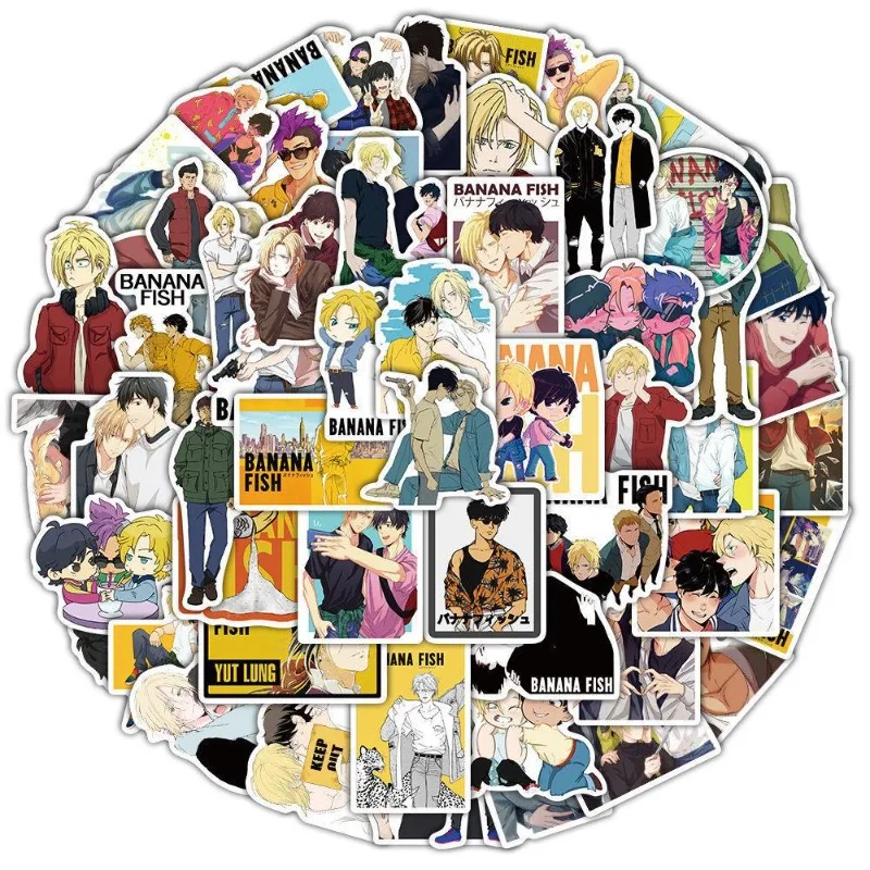 50pcs BANANA FISH Anime Stickers Suitcase Water Cup Stationery Mobile Phone Scooter Laptop Refrigerator Decorative Stickers