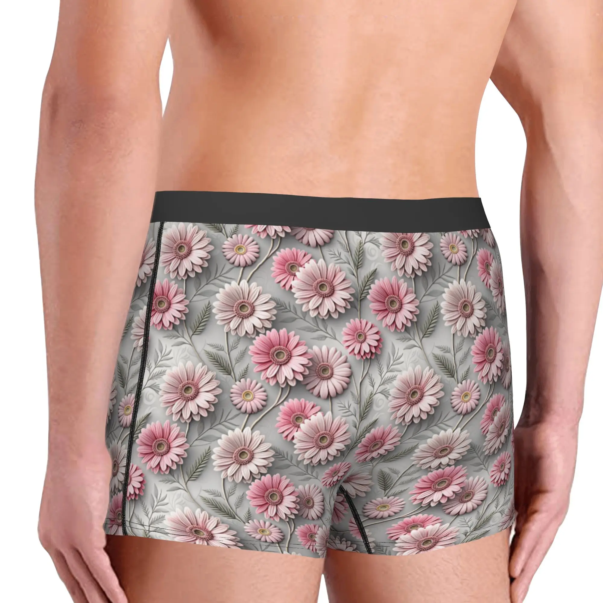 Male Funny Luxury High 3D Floral Underwear Fashion Trend 3D Flowers Boxer Briefs Breathable Shorts Panties Underpants