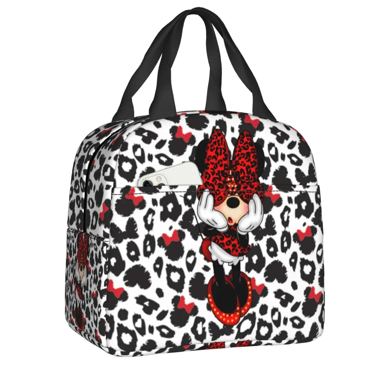 

Custom Minnie Anime Mickey Mouse Cartoon Insulated Lunch Bag for Women Portable Thermal Cooler Lunch Tote Office Picnic Travel