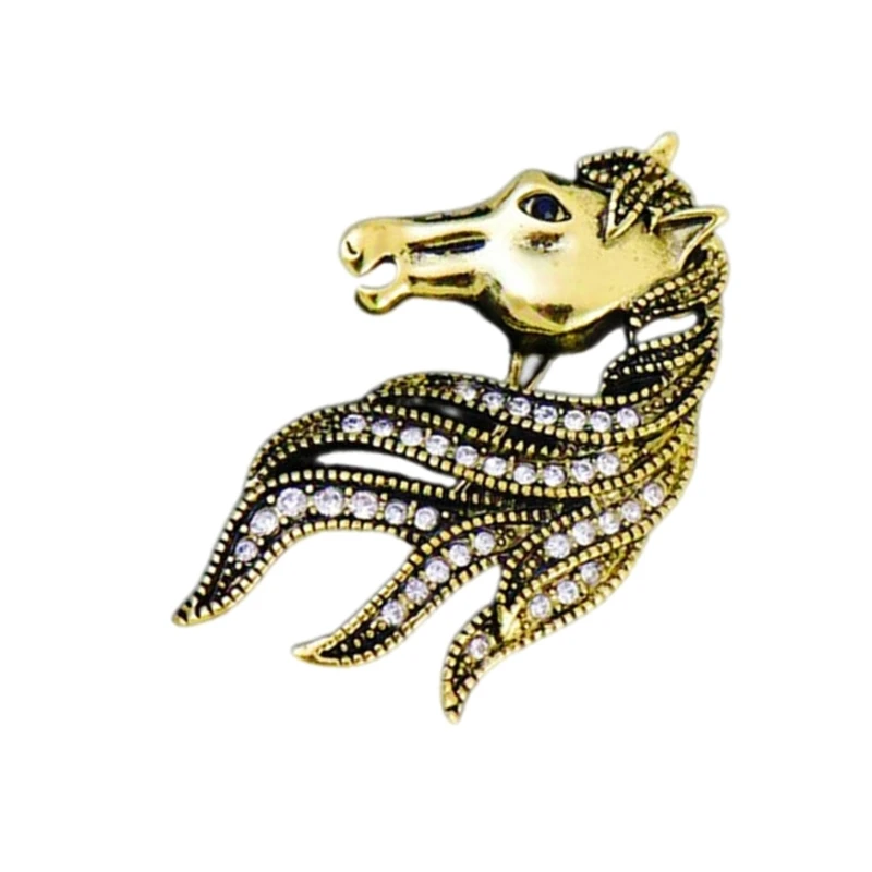 C1FC تصميم رأس الحصان المعقد بروش النيكل مجانا دبوس دبوس متعدد الاستخدامات لهجة خزانة الملابس #4