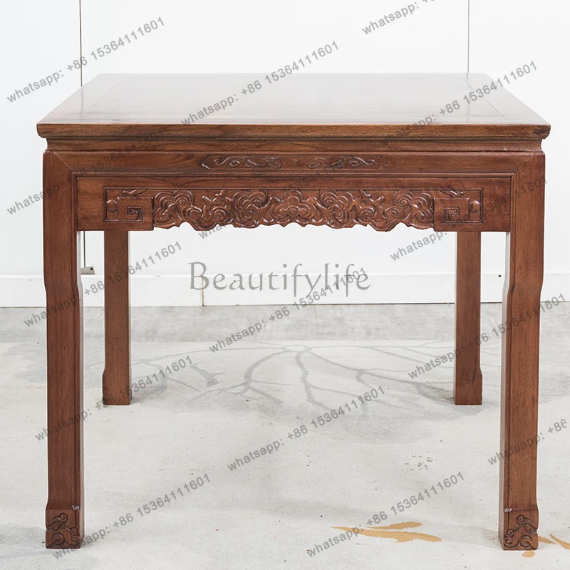 New Chinese-style Zhongtang six-piece solid wood furniture Taishi chair Eight Immortals God of Wealth offering table
