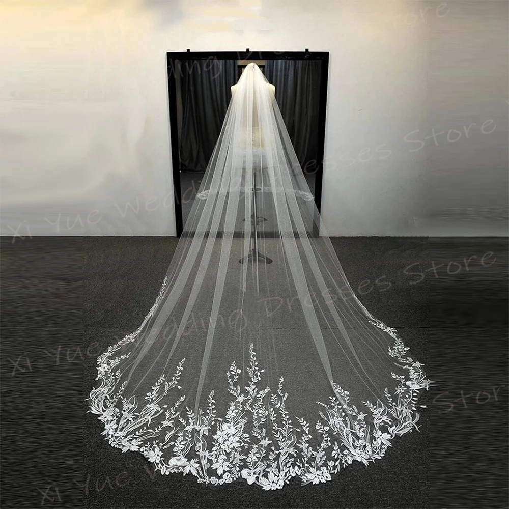 Fashionable Elegant Women's Wedding Veil Beautiful Lace Appliques Cathedral Bridal Veil Gorgeous Fascinating Cosas Para Bodas