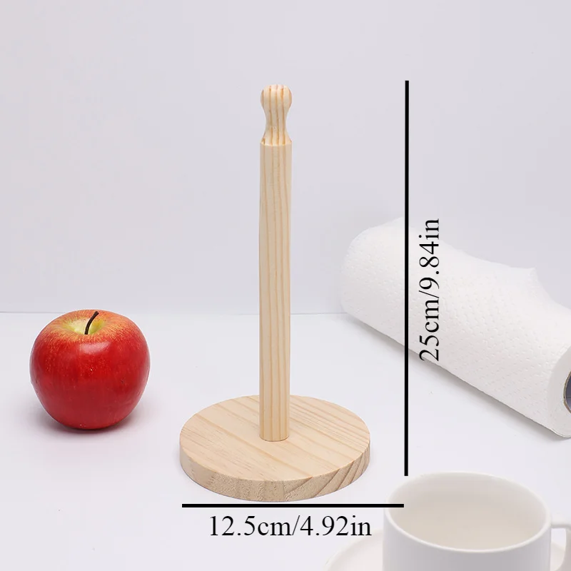 Kitchen Wooden Tissue Holder, No Punching Roll Paper Holder, Napkin Storage Rack, Vertical Lazy Cloth Holder