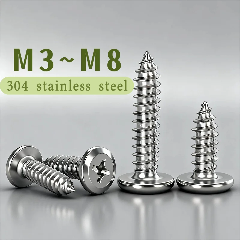 304 stainless steel inverted hexagonal self tapping screw, furniture screw, large flat head wood screw M3  M4  M5  M6  M8