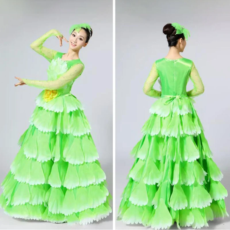 Damen Spanisches Flamenco Stierkampf-Kleid, Eröffnungstanz, Großer Schwung, Blütenblatt-Design, Klassische Kleider, Bühnentänzerin, Performance-Rock, Kostüm – Detail 5