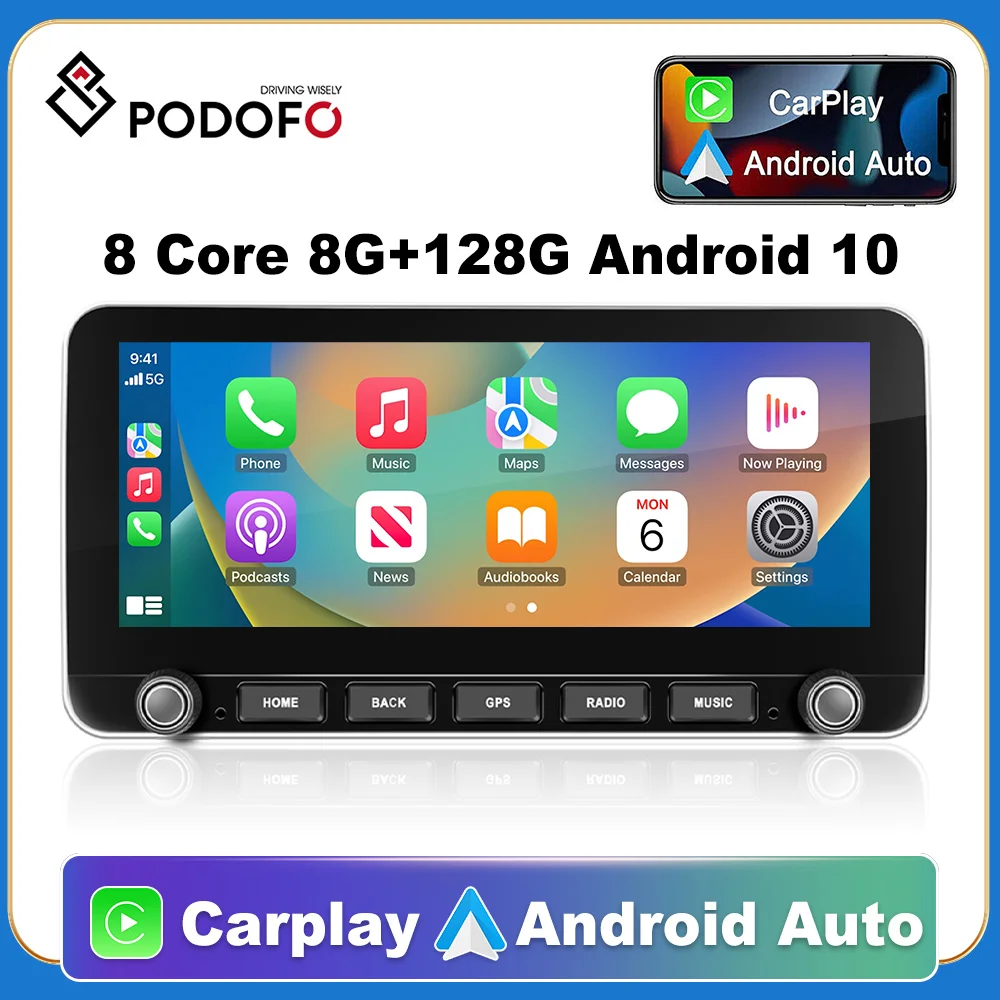 

Podofo 8G 128G автомобильное радио GPS 2 din Android 10,0 Авто Carplay DSP универсальный 10,25 "для Volkswagen Nissan мультимедийный плеер