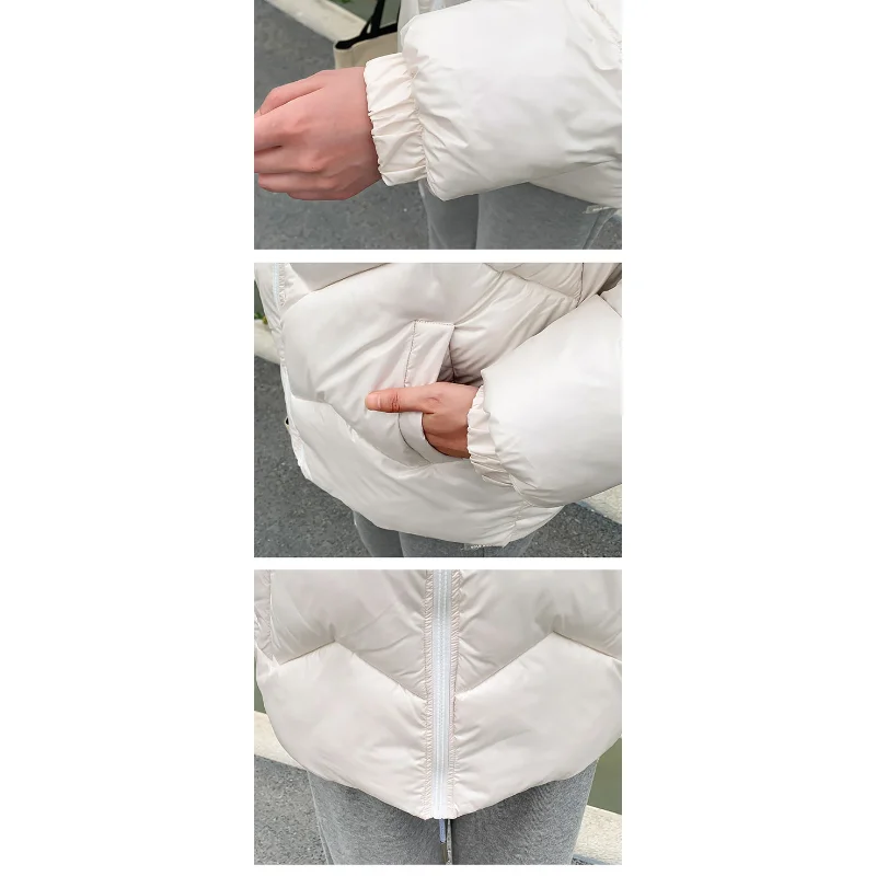 Manteau en duvet de coton pour femme, veste rembourrée à col montant, pardessus court, vêtements d'extérieur chauds, hiver, nouveau, 2023