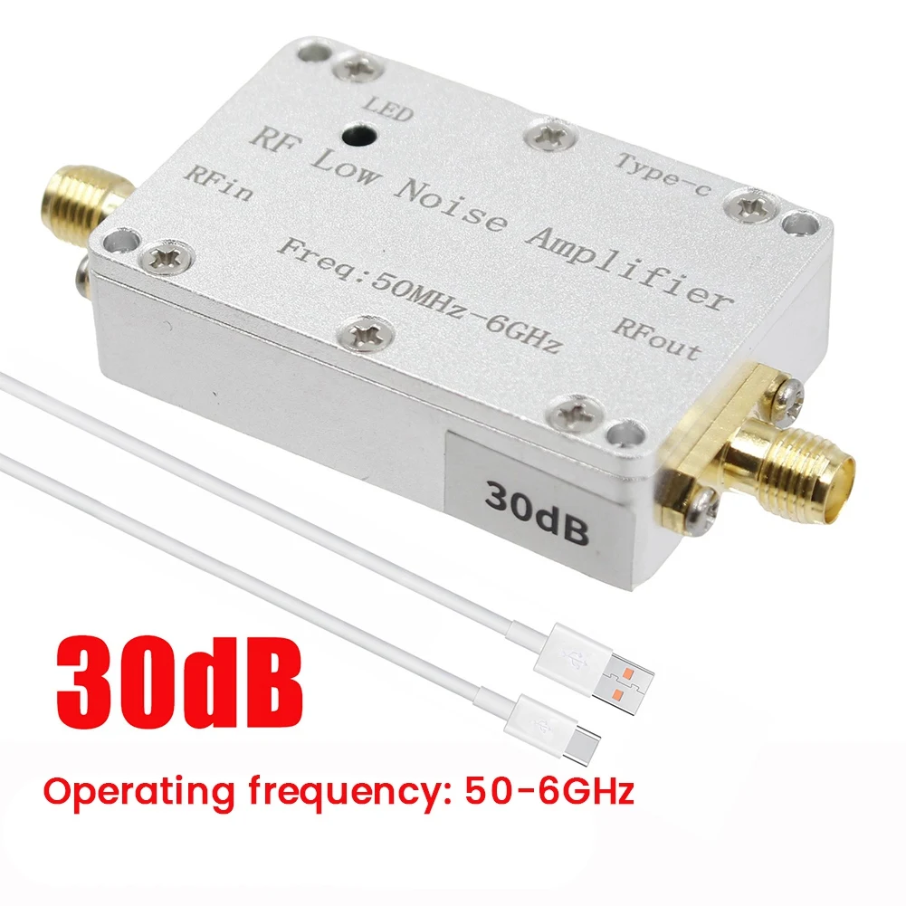 50M-6GHz 30dB RF Low Noise Amplifier LNA Drive Receiver Signal HAM Radio FM VHF UHF SDR LNA Amplifier