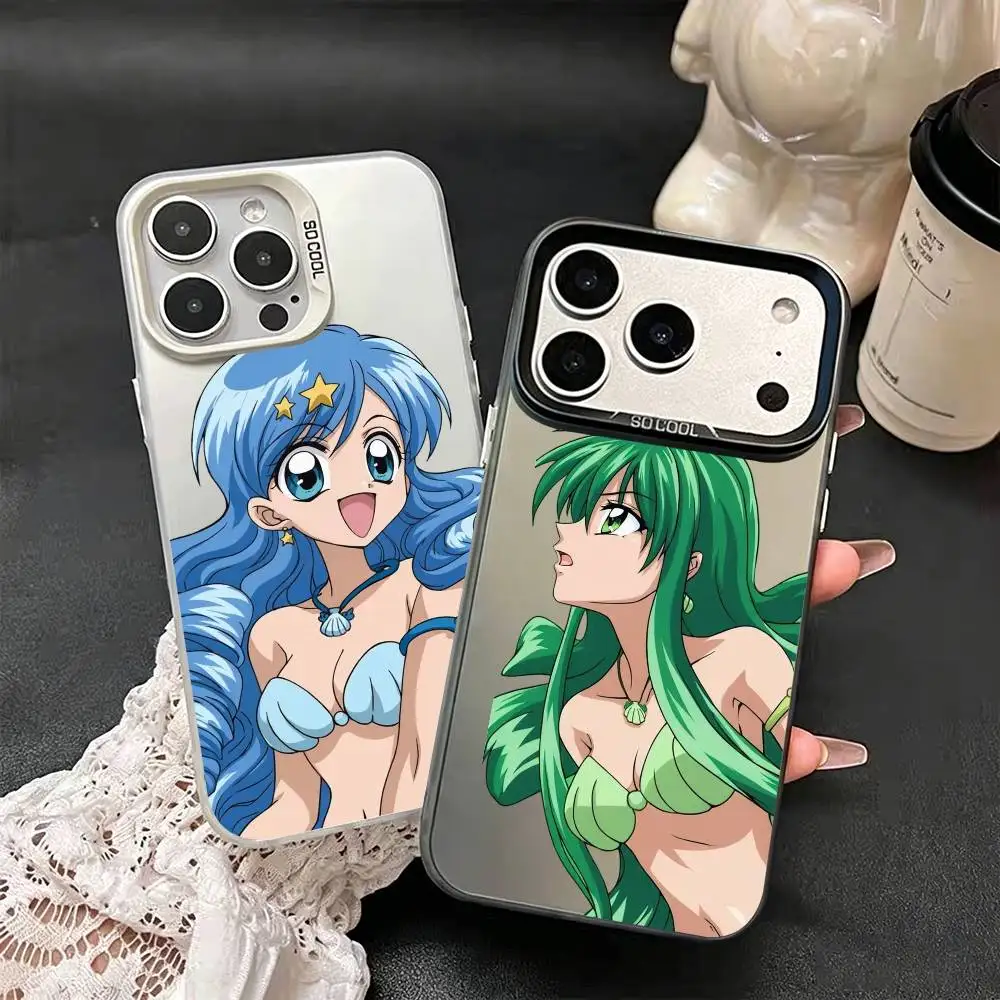 Funda para Teléfono Mermaid Melody Pichi Pitch para iPhone 17, 16, 15, 14, 13, 12, 11, Mini, Pro, E, MAX, Blanca, Mate, Estilo Caramelo