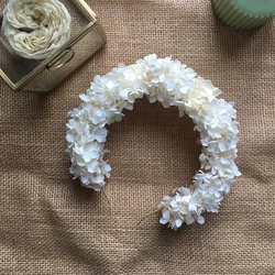 Boho Real Flower Bridal White Flower CrownIvory Wedding Statement, Dried Girl Tiara, Hair Accessories, Hydrangea Hair PieceAdult