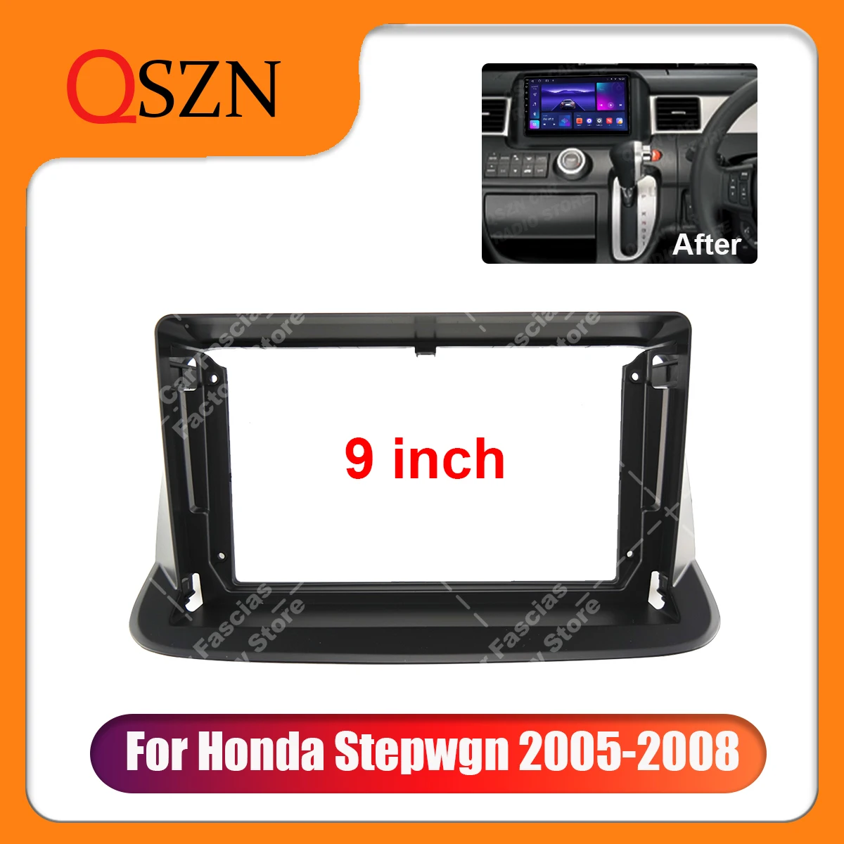 QSZN 9 Inch Car radio Frame Fascia For Honda Stepwgn 2005 - 2008 Right Hand Drive Audio Trim Panel Dashboard Mount Kit 2 Din DVD