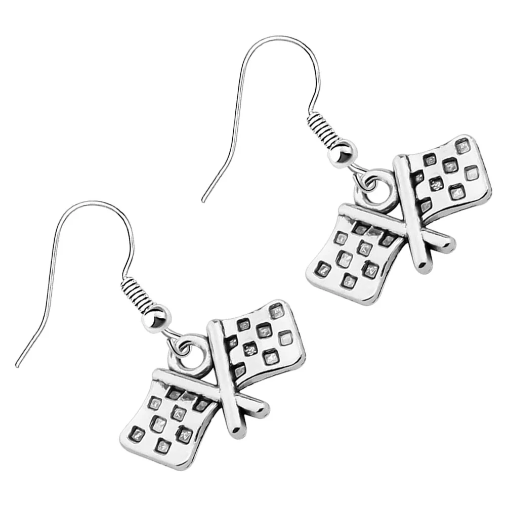 

Checkered Earrings Racing Flag Race Charm European and American for Women Flags