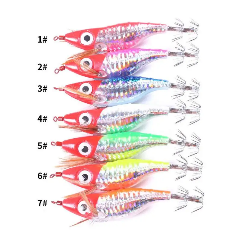 1/3/5PCS Squid Jig Luminous Hook 10Cm-9G Octopus Squid Jigging Bait Wood Shrimp Fishing Lure For Sea Boat Fishing Tackle