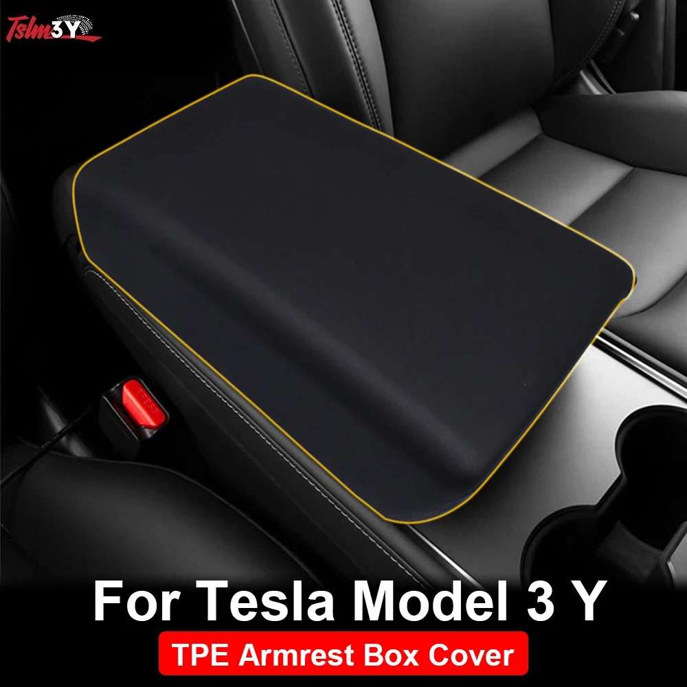 Per Tesla Model 3 Y 2022 2023 Car bracciolo Protector Box Cover White Soft TPE Center Console Panel bracciolo Pad accessori Auto