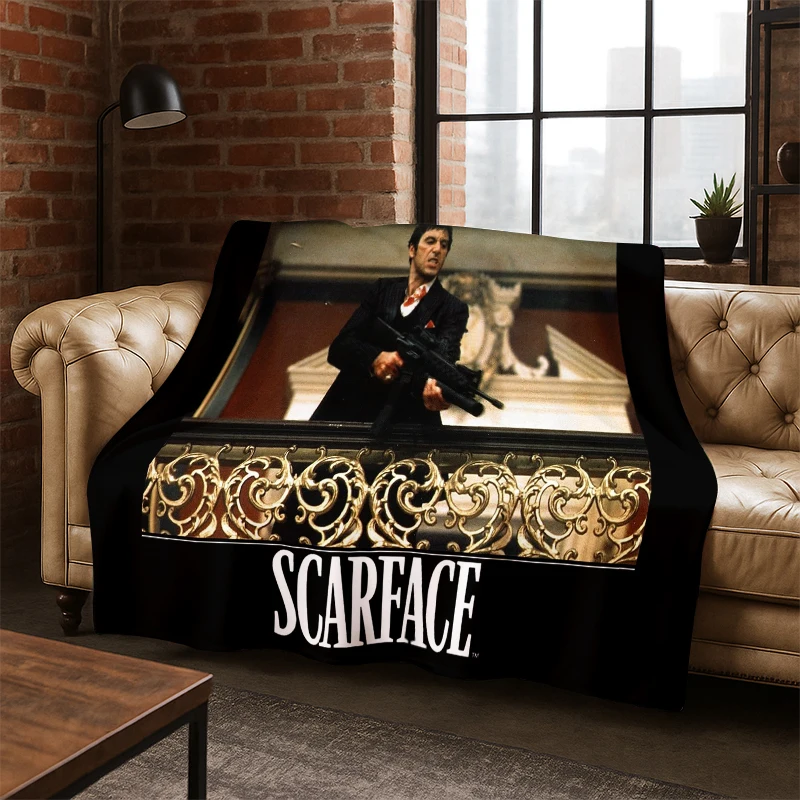 Scarface Classic Movie Tony Flanelldecke, weiche, warme Decke, Überwurfdecke für Schlafzimmer, Wohnzimmer, Bett, Reisen, Picknick, Geschenk für Kinder
