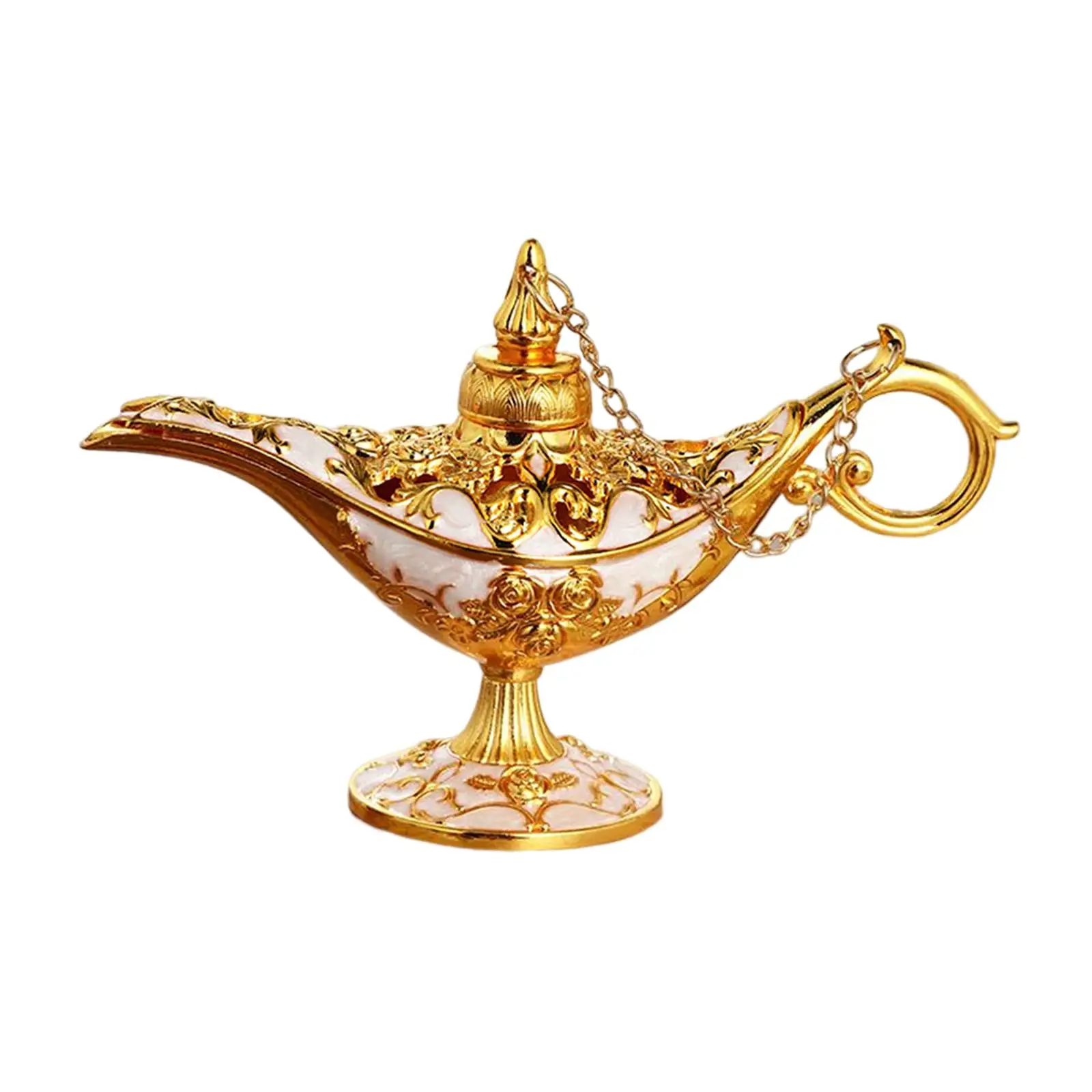Classic Genie Statue Lamp Zinc Alloy Myth Wishing Light Crafts for Room Decoration Home Ornament