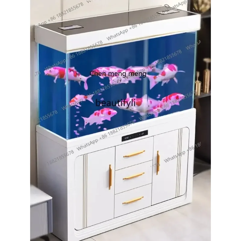 F181 0Square Dragon Fish Tank Super White Glass Bottom Filter Change Water Ecological Landscape Aquarium Living Room