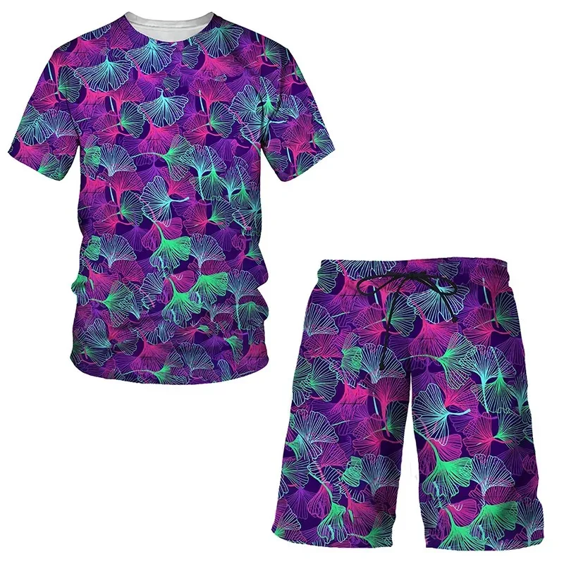 2025 Hawaii Men's Sportswear Fruit Plants 3D Printed T-shirt Shorts 2-piece Set Street Wear Sportswear Beach Wear