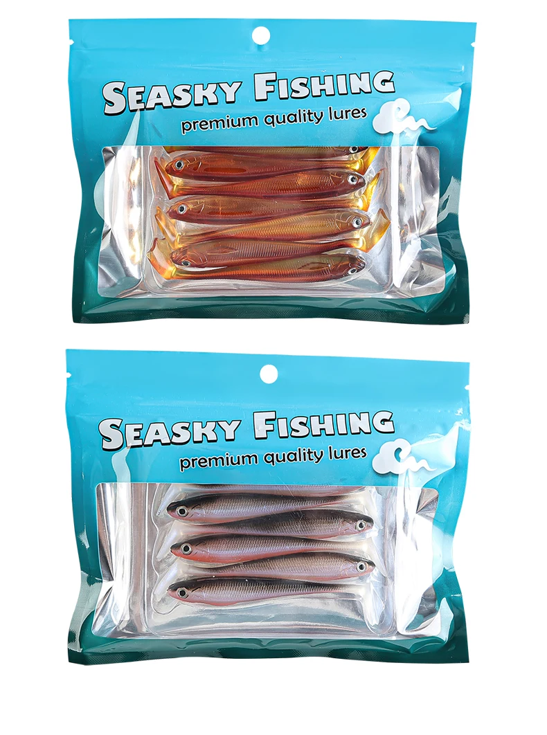 TAIYU 7-teiliges Set 9cm 6g Köder Weichköder T-Schwanz Weichköder Entenfuß-Fisch PVC Weichköder Simulationsköder Fischköder – Detail 12