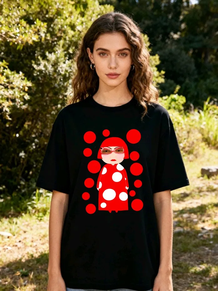 Yayoi Kusama T-shirt Japanese Artist Pop Art Polka Dot Pumpkin Infinity Mirrors 100%cotton Crewneck Casual Streetwear Y2k Tees