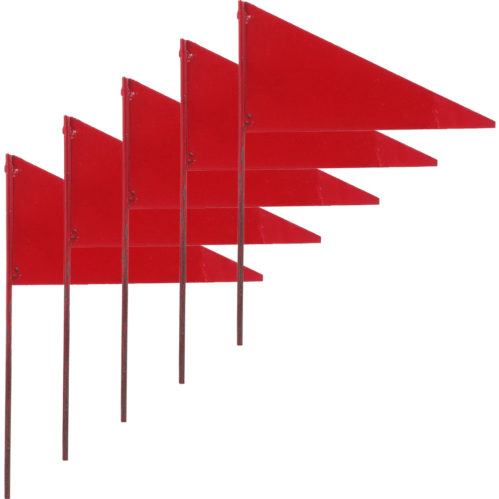 

5pcs Iron Garden Irrigation Flags Durable Triangular Garden Markers for Lawn Yard Sewer Dog Training Red Small Flags