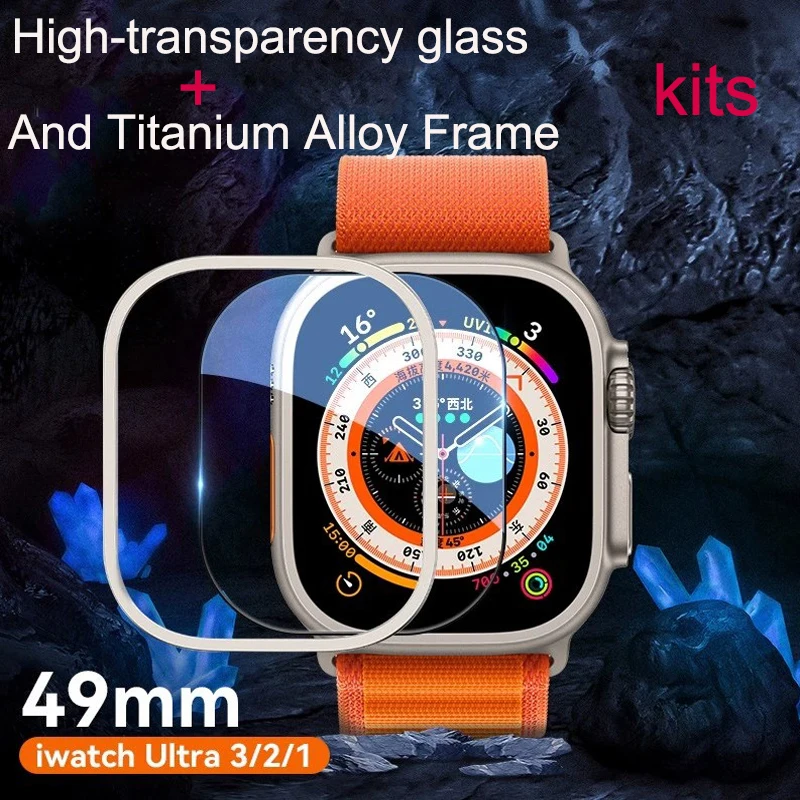 

Blueo для Apple Watch Ultra 3 2025 и рамка из титанового сплава для Apple Watch Ultra1/2/3, защитная пленка для экрана 49 мм