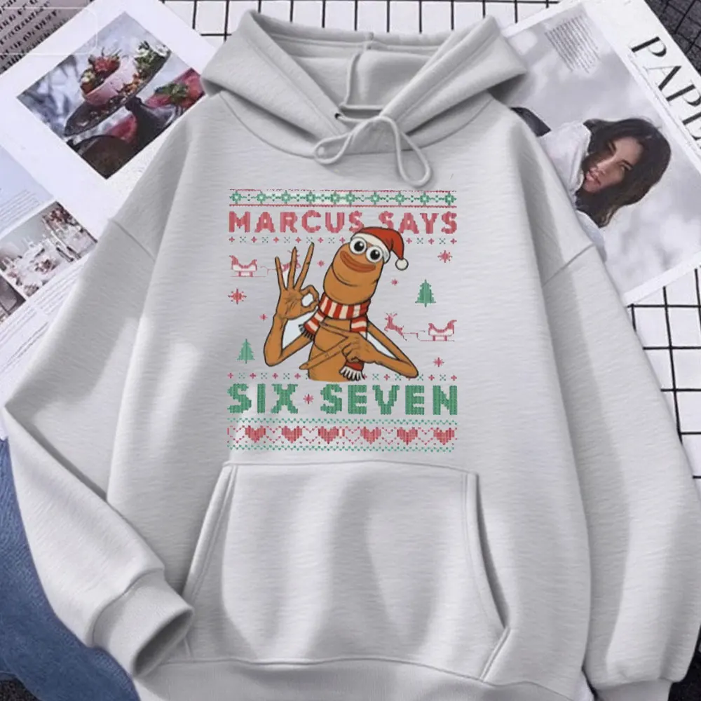 마커스 더 웜 크리스마스 스웨트셔츠 식스 세븐 6 7 크리스마스 후디 크리스마스 유머 선물 드롭 숄더 보온 스포츠웨어