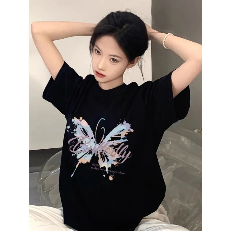 Summer Fashion Unique Design Pure Cotton Printed Men's and Women's Clothing New Personalized Loose Casual Round Neck T-shirt